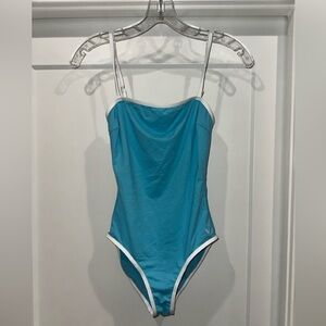 Vineyard Vines Turquoise One-Piece Swimsuit with White Trim - Size XS